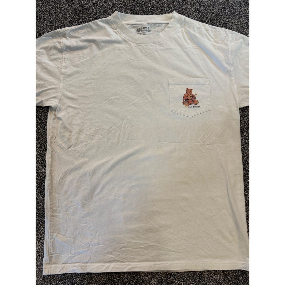 Parks Project National Parks Bear Guitar Pocket T-Shirt White Large